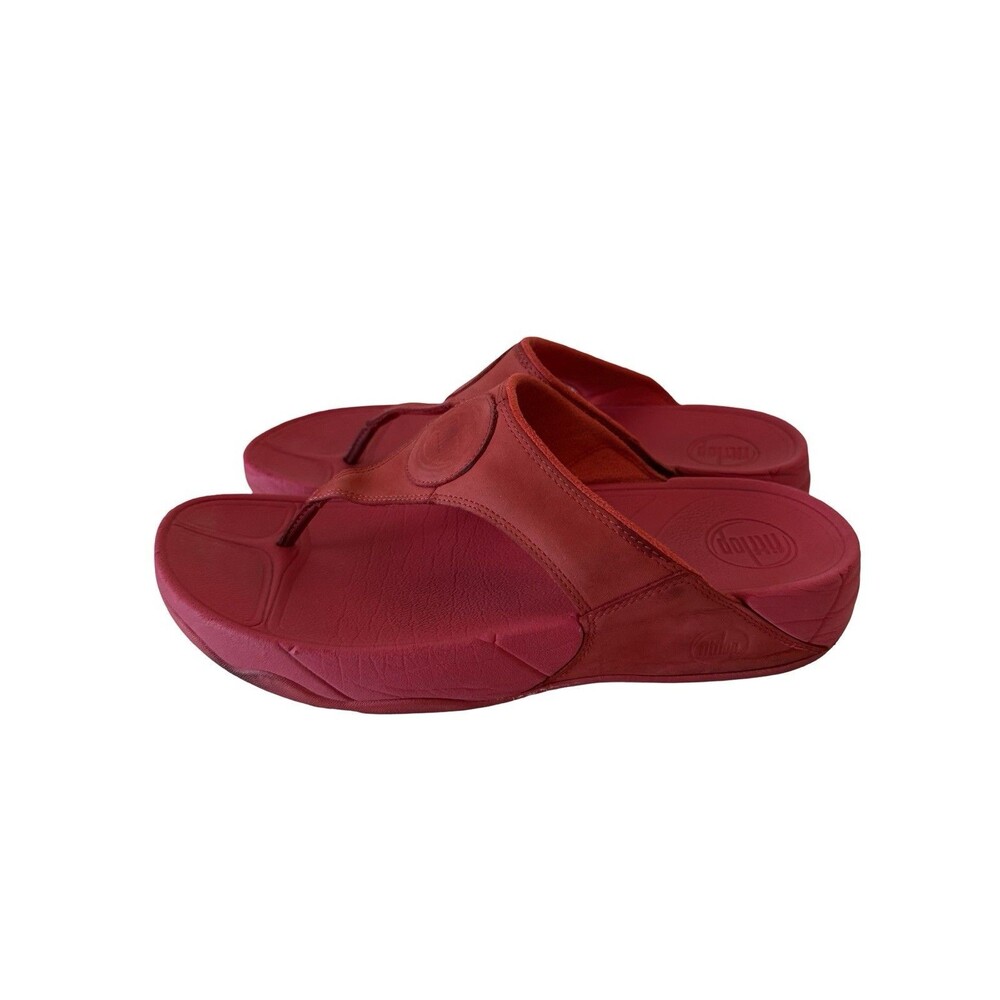 FitFlop Walkstar Red Nubuck Leather Thong Sandals Womens 9